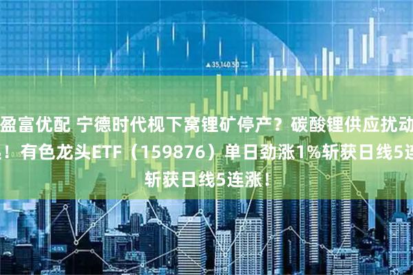 盈富优配 宁德时代枧下窝锂矿停产？碳酸锂供应扰动再起！有色龙头ETF（159876）单日劲涨1%斩获日线5连涨！
